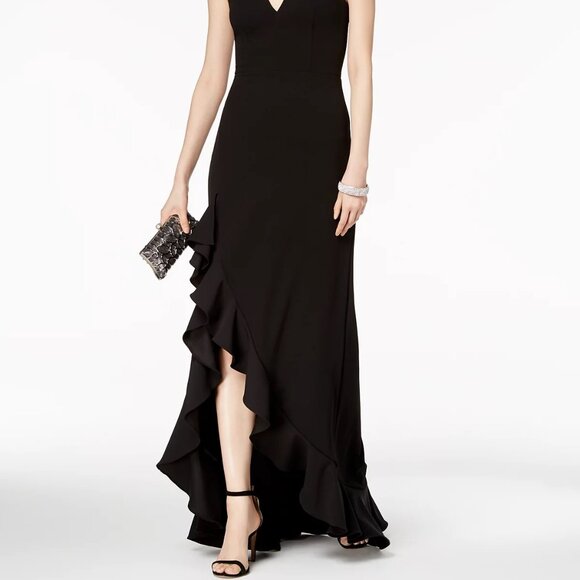 Ruby Red! Betsy & Adam Plunging Ruffled Red Gown - NWO… - Picture 4 of 16